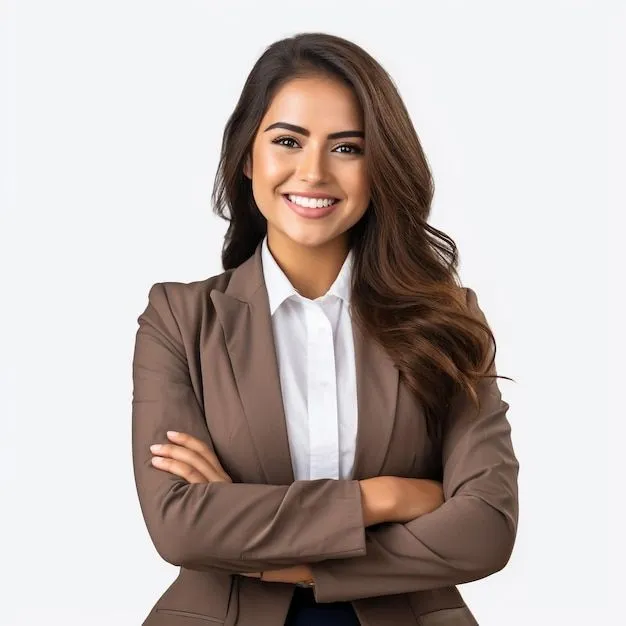 E-commerce store owner Geetha giving a professional testimonial in a formal business portrait